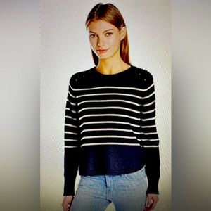 525 America, button shoulder, striped sweater, NWT, size L